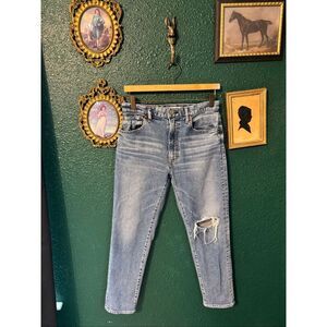 Moussy Vintage Jeans Womens 26 Blue Denim Cropped Distressed